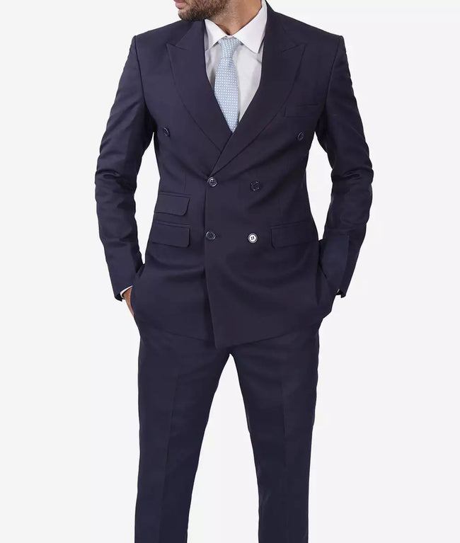 Navy Blue Double Breasted Suit Mens