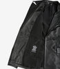 Notch Lapel Collar Double Breasted Black Leather Coat Women