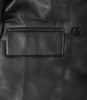 Notch Lapel Collar Double Breasted Black Leather Coat Women