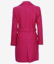 Womens Long Pink Wool Wrap Coat