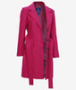 Womens Long Pink Wool Wrap Coat