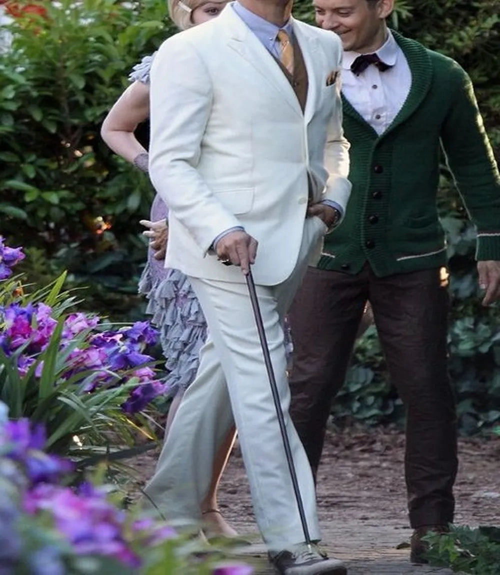Three Piece Vintage Off White Suit Men