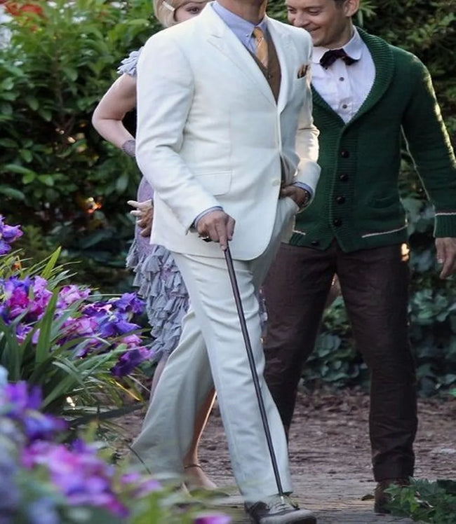 Three Piece Vintage Off White Suit Men