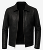 Mens Black Shirt Collar Leather Jacket