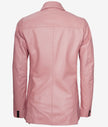 Womens Two Button Pink Leather Blazer