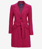 Womens Long Pink Wool Wrap Coat