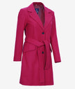 Womens Long Pink Wool Wrap Coat