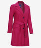 Womens Long Pink Wool Wrap Coat