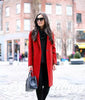 Red Single Breasted Walker Coat Women