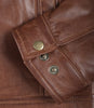 Reeves Brown Shirt Collar Front Zip Men Stylish Pebbled Leather Jacket