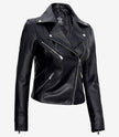 Women Black Asymmetrical Leather Jacket