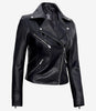 Women Black Asymmetrical Leather Jacket