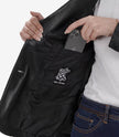 Womens Notch Lapel Black Leather Blazer Coat