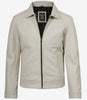 Mens Shirt Collar White Leather Jacket