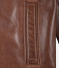 Reeves Brown Shirt Collar Front Zip Men Stylish Pebbled Leather Jacket