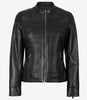 Womens Slim Fit Black Textured Leather Jacket