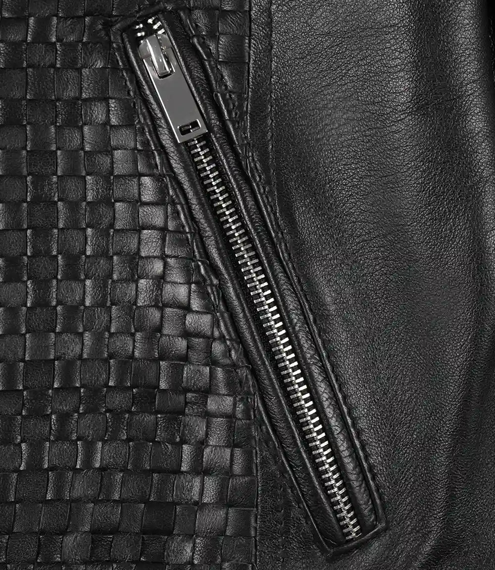 Womens Slim Fit Black Textured Leather Jacket