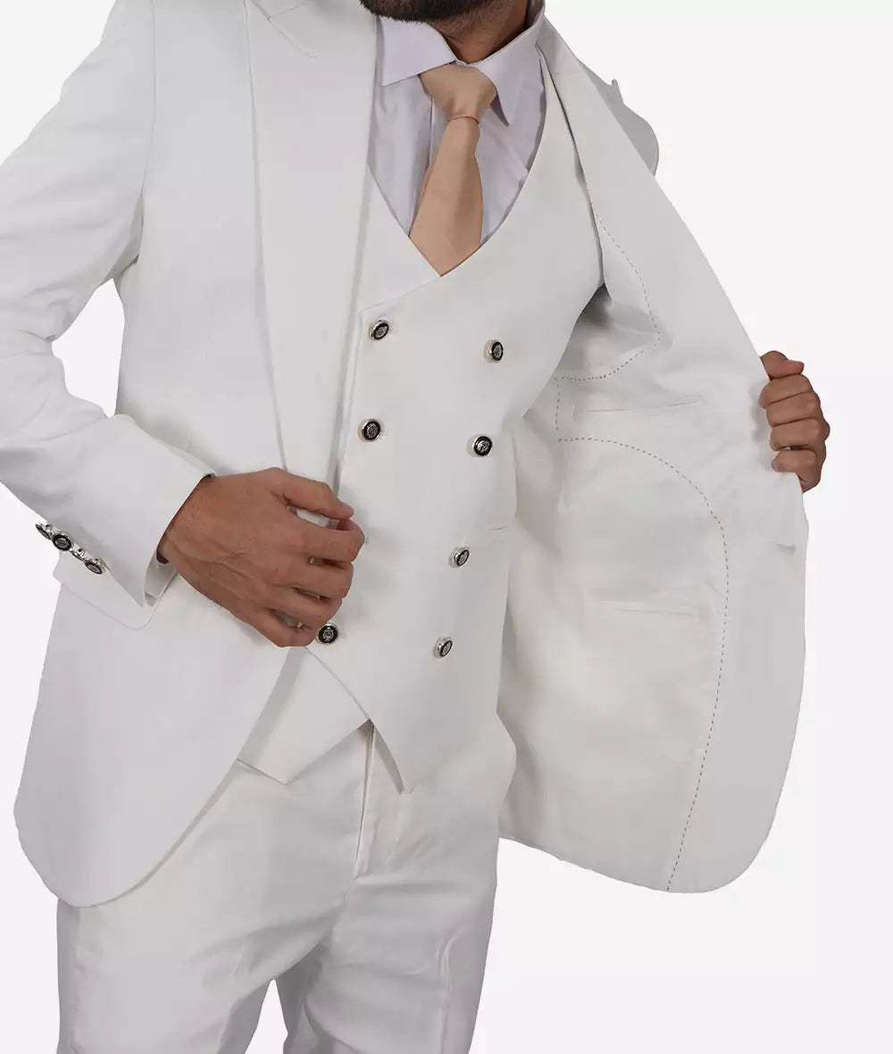 Vintage White Three Piece Suit Mens