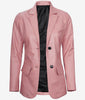 Womens Two Button Pink Leather Blazer