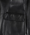 Womens Black Two Button Leather Blazer