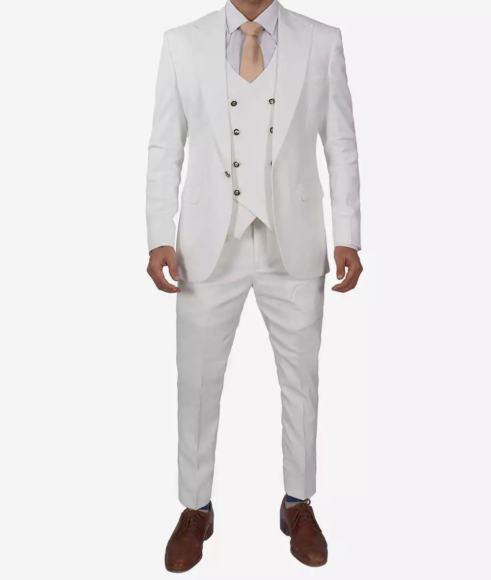 Vintage White Three Piece Suit Mens