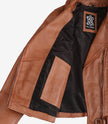 Women's Asymmetrical Belted Tan Leather Jacket