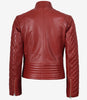 Women's Real Leather Red Quilted Biker Style Jacket