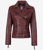 Women's Real Lambskin Leather Burgundy Biker Style Jacket