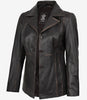 Women's Three Button Distressed Brown Leather Blazer
