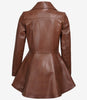 Womens Cognac Peplum Leather Jacket