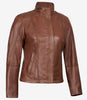 Womens Cafe Racer Cognac Leather Jacket
