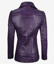 Womens Three Button Purple Leather Blazer