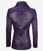Womens Three Button Purple Leather Blazer