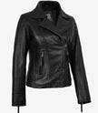 Ramsey Women's Asymmetrical Black Leather Biker Style Jacket