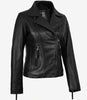 Ramsey Women's Asymmetrical Black Leather Biker Style Jacket