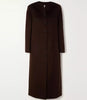 Womens Collarless Dark Brown Wool Trench Coat