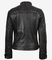 Women's Quilted Distressed Brown Real Lambskin Leather Biker Style Jacket