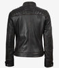 Women's Quilted Distressed Brown Real Lambskin Leather Biker Style Jacket