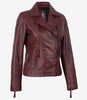 Women's Real Lambskin Leather Burgundy Biker Style Jacket