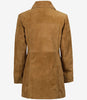 Women's 3/4 Length Button Down Brown Suede Coat