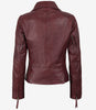 Women's Real Lambskin Leather Burgundy Biker Style Jacket
