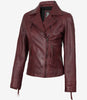 Women's Real Lambskin Leather Burgundy Biker Style Jacket