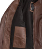 Womens Real Leather Cognac Waxed Biker Style Jacket