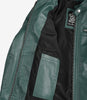 Womens Real Leather Green Biker Style Jacket - Quilted Shoulder