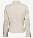 Women's Real Leather Off White Biker Style Leather Jacket