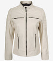 Women's Real Leather Off White Biker Style Leather Jacket