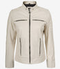 Women's Real Leather Off White Biker Style Leather Jacket