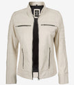 Women's Real Leather Off White Biker Style Leather Jacket