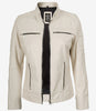 Women's Real Leather Off White Biker Style Leather Jacket