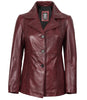 Womens Three Button Burgundy Leather Blazer